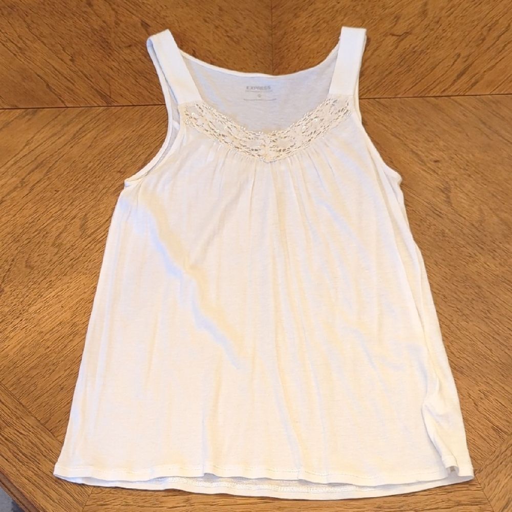 Y2K Express Ivory Lace beaded Babydoll Tank Top Camisole